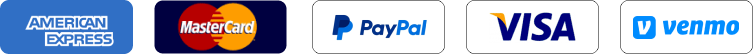 Accepted Payment Methods: AMEX, Mastercard, PayPal, Visa, Venmo